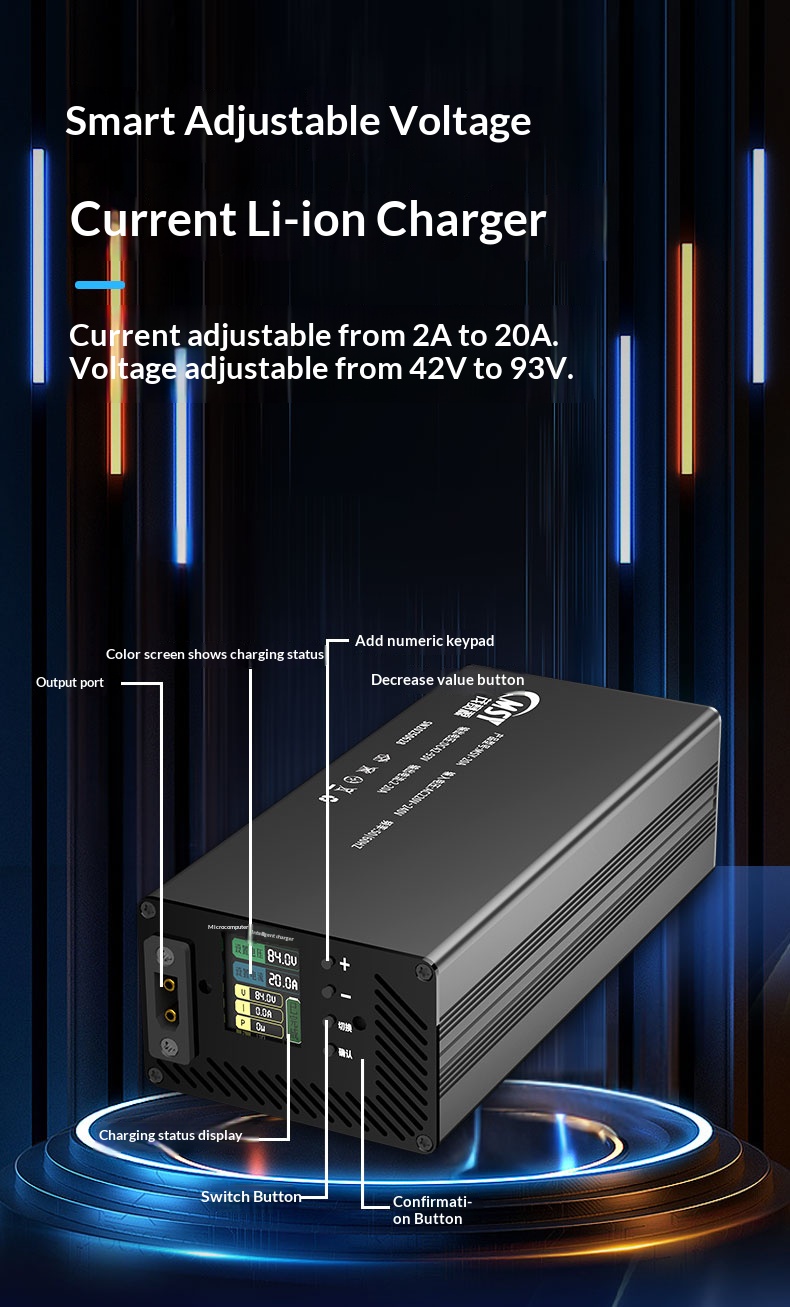 10-93V 2-30A Ayarlanabilir Şar - 84V 20A Smart Charger incelemesi ve fiyatı